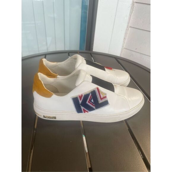Karl Lagerfeld Paris Graphic Slip on Sneakers White Size 8 M - Picture 8 of 12